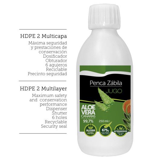 Aloe Vera Saft Penca Zabila 250ml 99.7 % 4 - Penca Zábila 