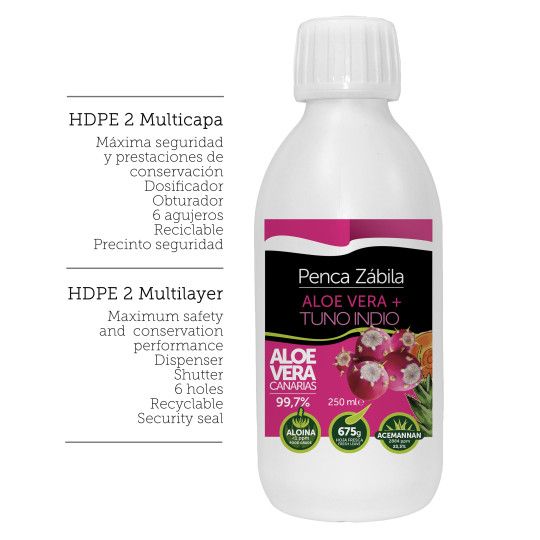 Aloe + Tuno Rot Kaktusfeigen Saft Penca Zabila 250ml 4 - Penca Zábila 